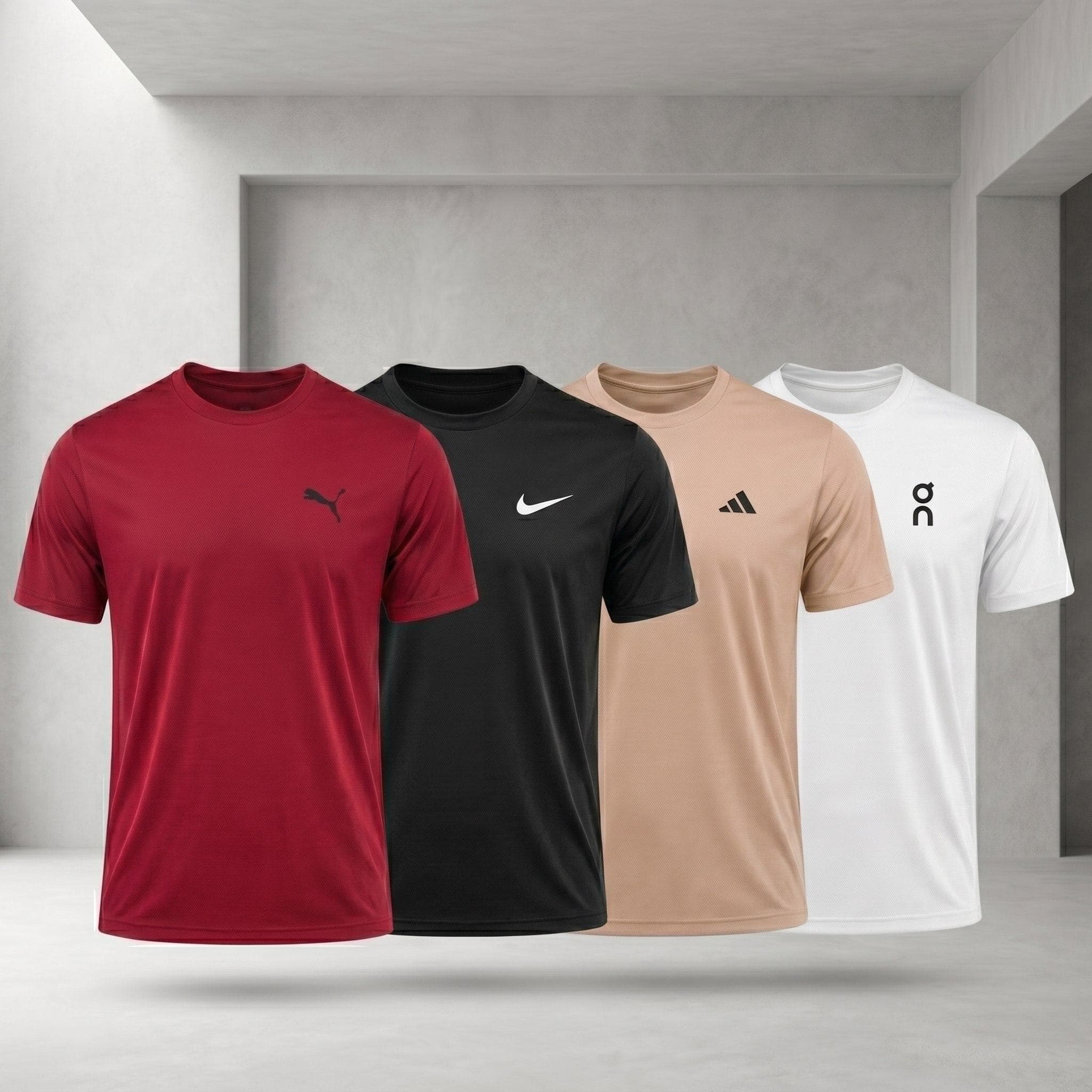 Pack de 4 t-shirts de sport en studio béton
